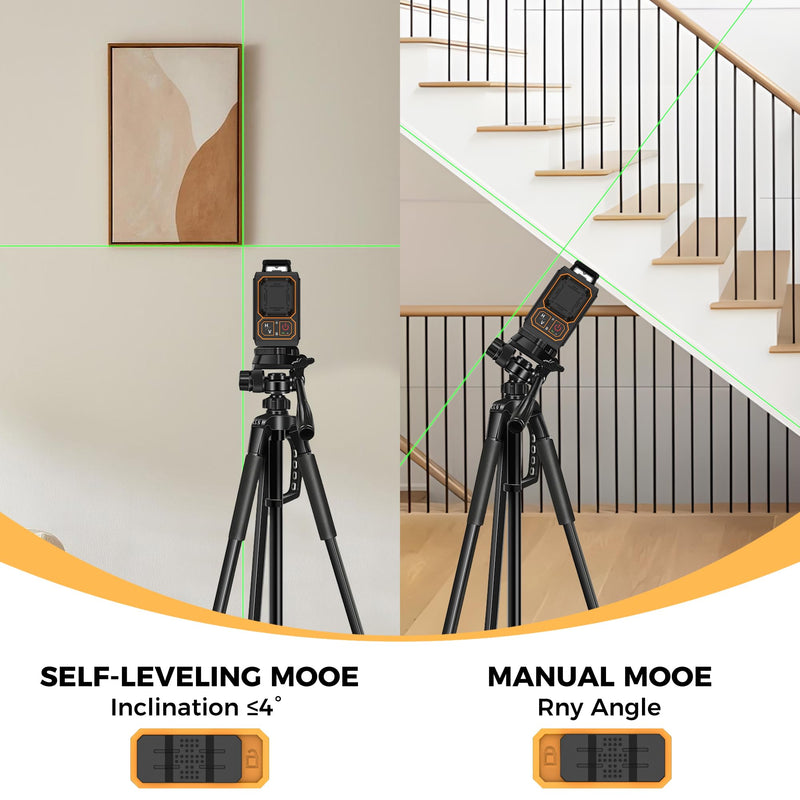 2D Green Cross Line for Construction and Picture Hanging, 2x360° Cross Lines Laser, Exterior Laser Lvel 360 Self Leveling, Professional 8 lines Green Light, Level-Class II, <1mW 2*360°