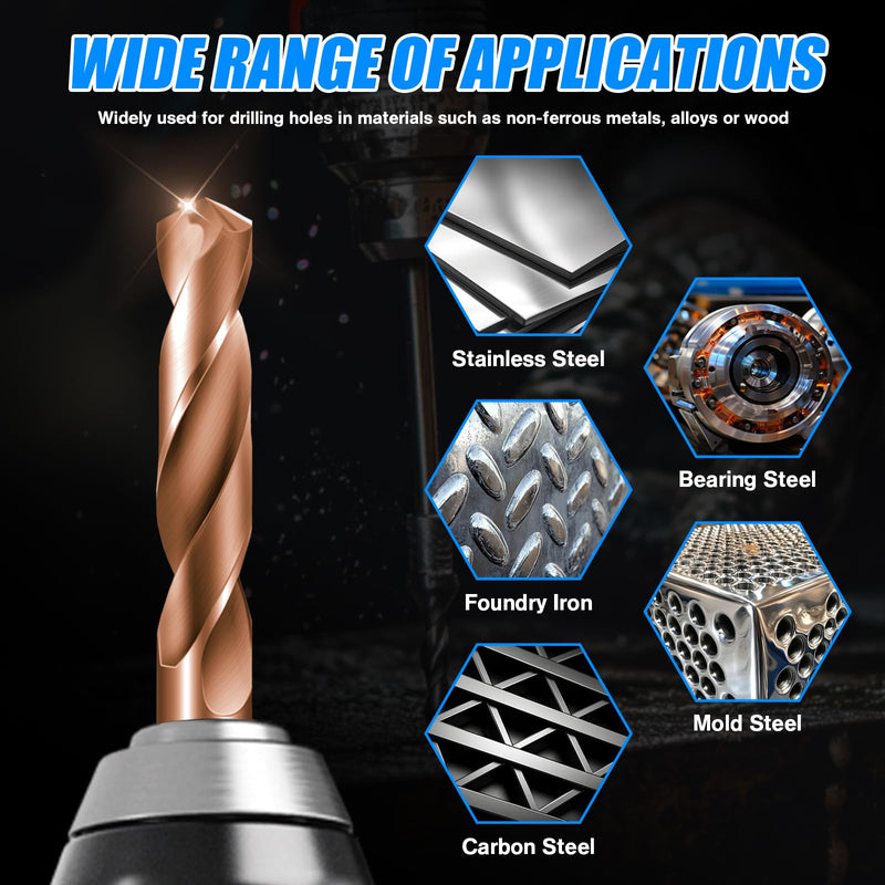 Drill Bit Set 4 Pcs Solid Carbide Drill Bits, 1/8" 1/4" 3/16" 1/16" Tungsten Carbide Drill Bits with TISIN Coated, Metal Drill Bit Set for Stainless Steel Hardened Steel Cast Iron Alloy Copper 1/4" 3/16" 1/8" 1/16"