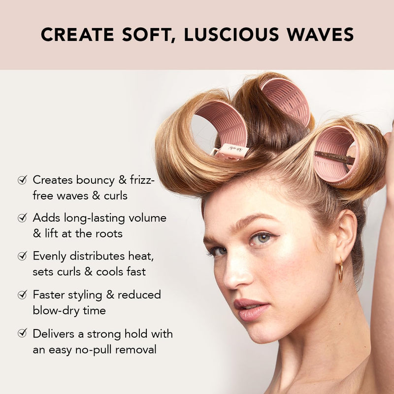 Kitsch XL Ceramic Thermal Rollers 4pcs - Terracotta | Self-Grip Hair Rollers for Blowout for Long, Medium & Short Hair, Large Hair Rollers for Volume & Curls 4 count (Pack of 1)
