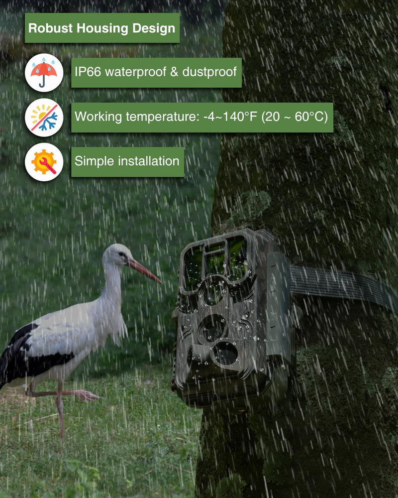 Trail Camera S5, Super-Low-Light Sensitivity Sensor, 48MP 1296p, Game Camera with No Glow 100ft Night Vision, 0.1s Trigger Speed Motion Activated, Waterproof