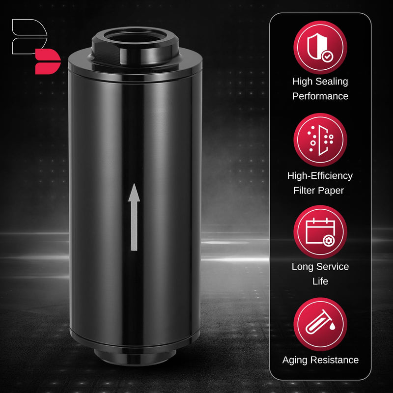 BDFHYK 10 Micron Inline Fuel Filter with Bracket Clamp and 6AN 8AN 10AN Adapter, 50MM Aluminum for EFI Fuel System, LS Exchange