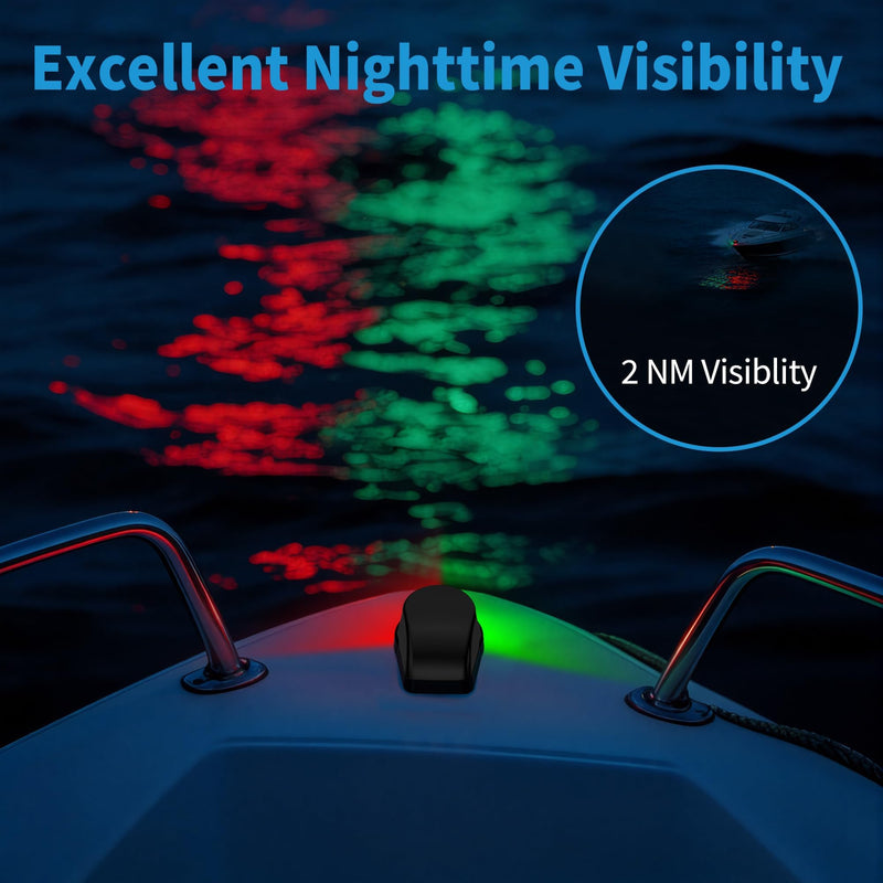Obcursco Boat Navigation Lights, Red and Green Marine LED Bow Lights, IP67 Waterproof, Rust-Resistant, Ideal for Pontoon, Skiff, Small Boats, and Yacht(Black) Black