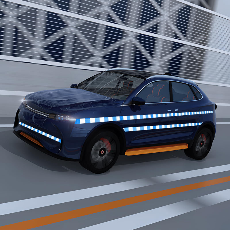Reflective Tape Blue White 2 Inch x 68 Feet, Outdoor Waterproof Warning Reflector, Night Safety Stickers for Vehicles 2"X68ft Blue White+- 1