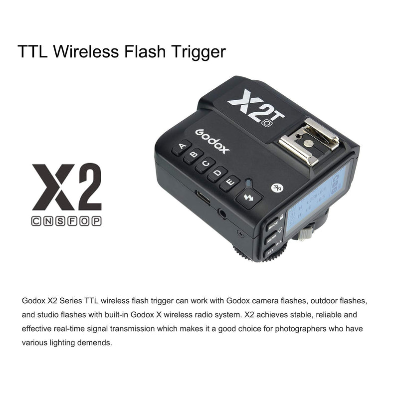 Godox X2T-O TTL Wireless Flash Trigger for Olympus Panasonic, Support 1/8000s HSS Function, 5 Dedicated Group Button and 3 Function Button for Quick Setting