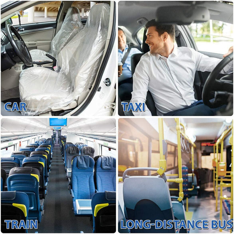 100 Pieces Disposable Seat Covers, Car Disposable Universal Plastic Seat Covers for Airplane Seats, Salon Chairs, Restaurant Seats, Bus Seats & More (100 Pieces) 100 Pieces
