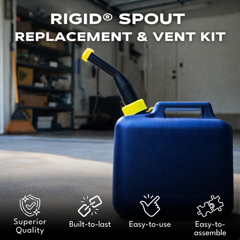 Rigid Spout Replacement and Vent Kit (2 Pack) | 45° Angled Spout Fits 1-3/4" Openings | Compatible with all EZ-POUR Adapters | Fits, Water Jugs, Utility Jugs, and Industrial Containers | Replacement Spout Kit RIGID Spout (Pack of 2)