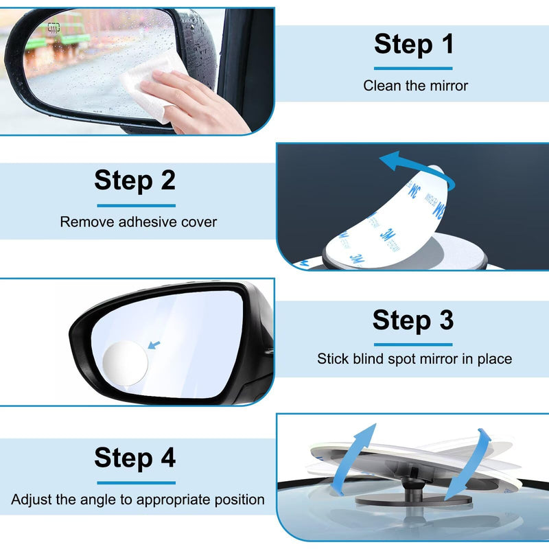 Blind Spot Mirrors 2 Pack, Frameless Side Mirror Blindspot Convex HD Glass Car Accessories, Side View Mirror Blindspot with Wide Angle Adjustable Stick for Car SUV and Trucks Round-2pcs