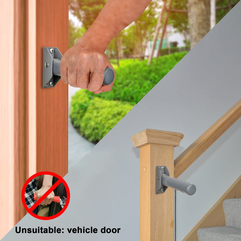 iGuerburn Doorway Flip Assist Handle, Door Assistant Support Grip Handle, Doorway Stair Assist Grab Bar for Elderly or People Who with Balance Issues - Supports Up to 300 Pounds (Grey) Gray
