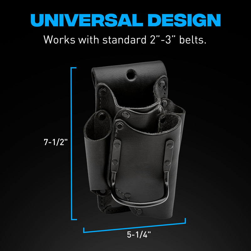 OX Tools Leather Tool Pouch with Hammer Holder and Kevlar Stitching - Tool Organizer with Durable Top-Grain Leather Hammer Holder for Belt - Porta Martillos De Construccion