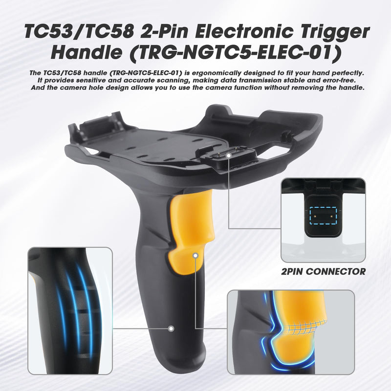 TC53 Protective Case with Trigger Handle for Zebra TC53 TC58 Barcode Scanner Handheld Mobile Computer, Replace TRG-NGTC5-ELEC-01 Sensitive Handle and SG-NGTC5EXO1-01 Rugged Cover