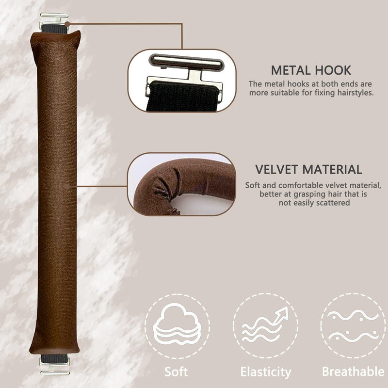 3 PCS Overnight Heatless Rods Curls Blowout,2025 Version No Heat Curler Roller for Long Medium Hair with Hook, Soft Velvet Thick Flexi Rods (Brown)
