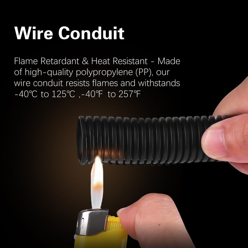 Split Wire Loom Tubing, 10FT 1/4Inch Heat Resistance Wire Protector | Cable Sleeve Protector, Flame Retardant, Wire Protector for Pets, Cable Management Sleeve for Automotive Engine, Home Office 1/4"