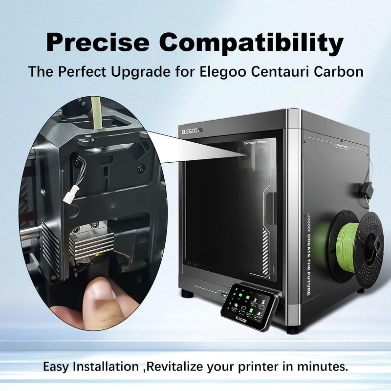 0.2MM 0.4MM Centauri Carbon Hotend Kit with Fully Hardened Steel Nozzle Wear Resistant & High-Temp Resistance of 500℃ for Elegoo CC 3D Printer, Extra 2 Pcs Silicone Sock and 2 Pcs Nozzle Wiper 0.2/0.4MM