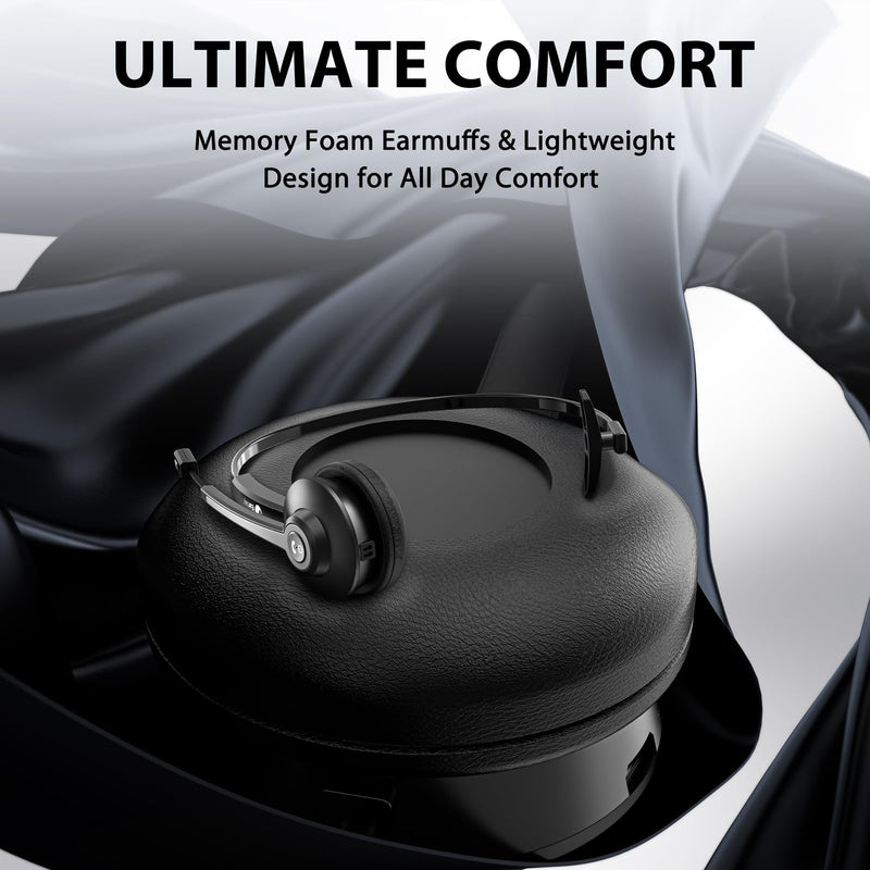 Earbay Trucker Bluetooth Headset, Wireless Headset with Mic for Work Noise Canceling & USB Dongle, Bluetooth Headphones with Microphone Mute & Charing Dock for Trucker/Meeting/Remote Work/PC/Office Black&Silver