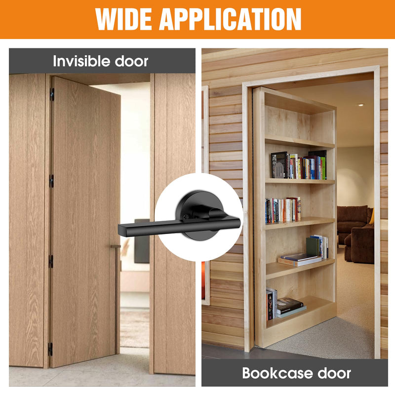 Magnetic Auto-Lock Invisible Door Lock - Single-Sided Hidden Design, Hidden Handle & Mini Keyhole, Aluminum Alloy for Bookshelf Doors/Invisible Doors/Secret Rooms (1, Black) 1