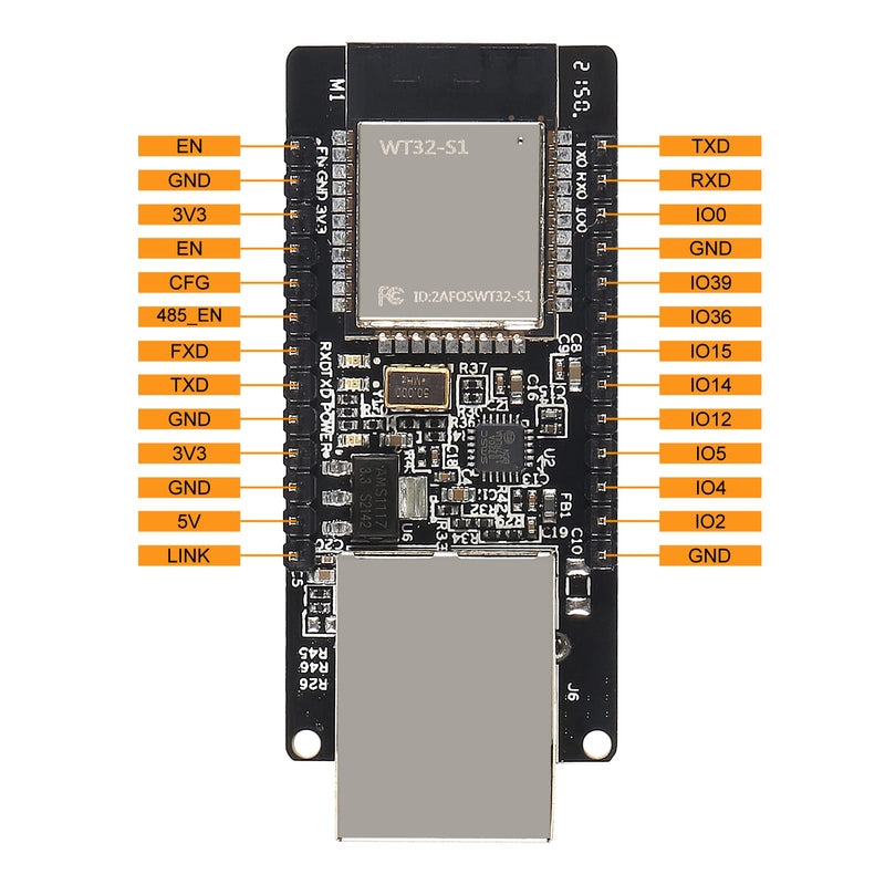 2 Pack WT32-ETH01 ESP32 Module Ethernet WiFi Bluetooth Development Board WT32-ETH01 Embedded Serial Port to Ethernet Converter Serial to WiFi&Bluetooth MCU Module 2PCS Welded Pins