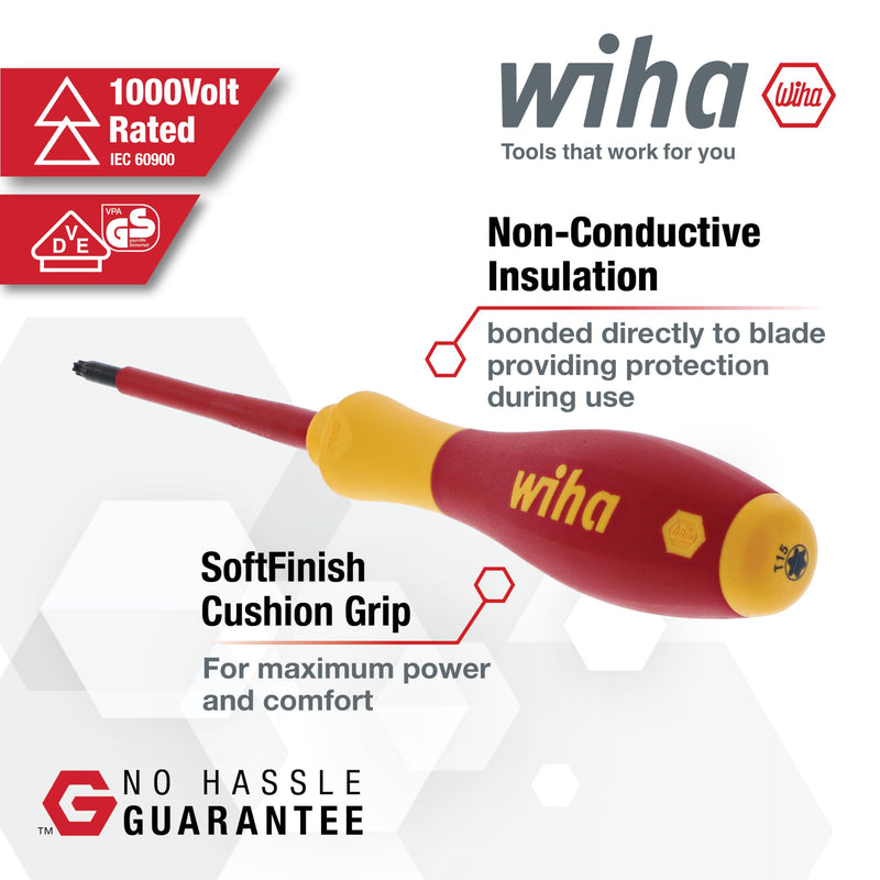 Wiha 32590 Torx Screwdriver Set With SoftFinish Handle, 1000 Volt, 6 Piece