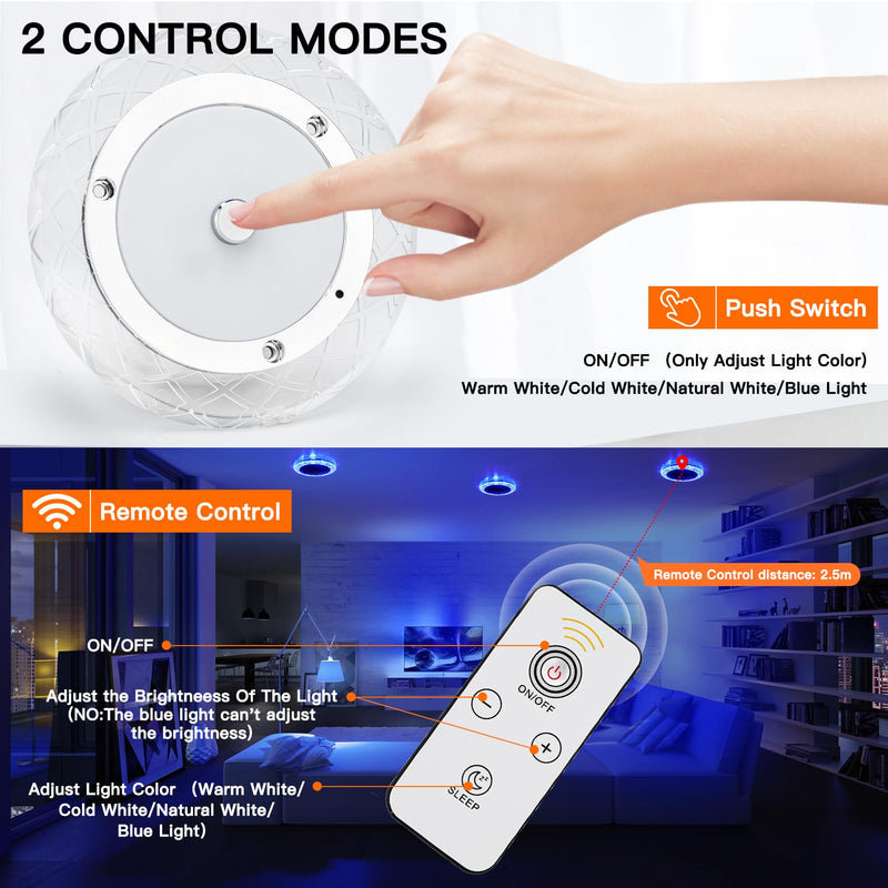BlueFire RV Interior Lights - 600LM Dimmable LED Ceiling Dome Lights, 4 Colors, 12-18V Fixture with Dimmer Switch for Under Cabinet, Camper Van, Truck, Motorhome, Boat (5 Pack) 5 Pack