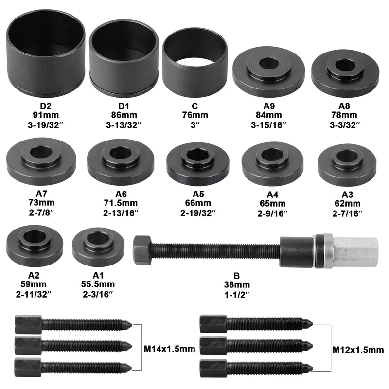 19pcs Front Wheel Drive Bearing Removal Installation Service Tool Kit FWD Bearing Install Master Set Wheel Bearing Removal Kit Blue