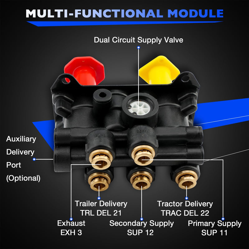 800257 MV-3 Dash Air Brake Control Valve - Bendix 065523 Trailer Parking Brake Valve with 3/8 Push to Connect Port - Compatible with Peterbilt and International Commercial Heavy Duty Trucks 800257