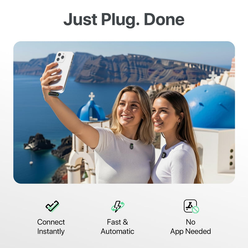 SYNCO Mini Wireless Microphone for iPhone15/16/17 & Android USB-C | Clear Audio with AI Noise Cancellation; 328 ft Range; Plug & Play Magnetic Mic for Video Recording & Vlogging for iPhone/Android