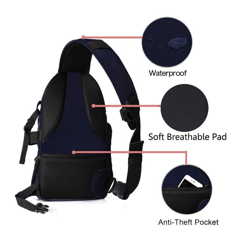MOSISO Camera Sling Bag, DSLR/SLR/Mirrorless Camera Case Camera Backpack | Shockproof Photography Bag with Tripod Holder&Removable Modular Inserts Compatible with Canon/Nikon/Sony/Fuji, Navy Blue