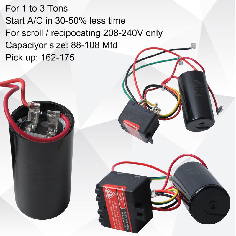 CSR-U1 Compatible with HVAC Hard Start Kit 1 to 3 Ton Units Hard Start Kit | Enhanced Compressor Start Assistance Hedday CSR-U1