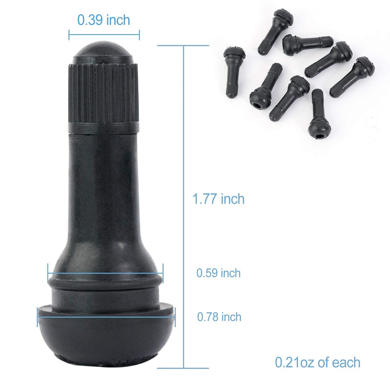 8Pcs Premium TR413 Tubeless Tire Valve Stems, Black Rubber Snap-in Tire Valve Stem, Universal for Tubeless 0.453 inches 11.5mm Rim Holes TR413-8pcs