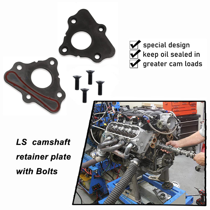 Camshaft Retainer Plate Gasket Compatible with LS Series Engines, &Bolt Kit ARP 134-1003 Gen III IV V for GM LS1 LS2 LS3 4.8 5.3L 6.0L 6.2L Vortec Corvette Cam