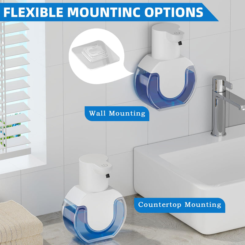 Automatic Soap Dispenser Touchless,Rechargeable Foaming Soap Dispenser,15oz/420ml Smart Hand Soap Dispensers,4-Level Adjustable,Wall Mount for Bathroom Kitchen Dish Soap,Hands-Free White Foam