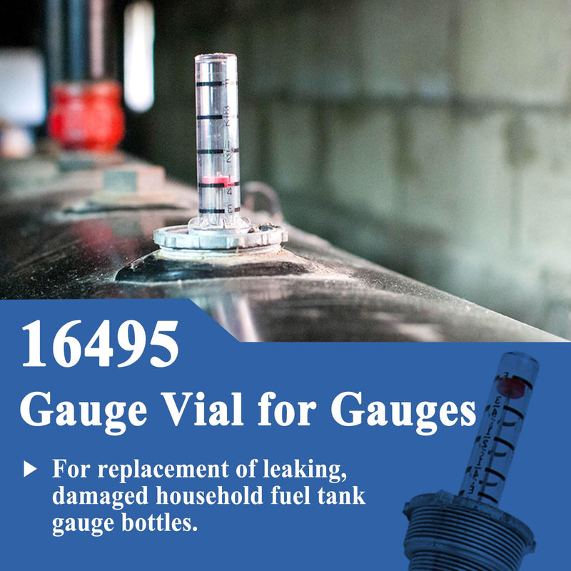 2Pcs 6495 Oil Tank Gauge Scale Vial for 3/4" Gauges, Fuel Oil Equipment Parts, with Gasket