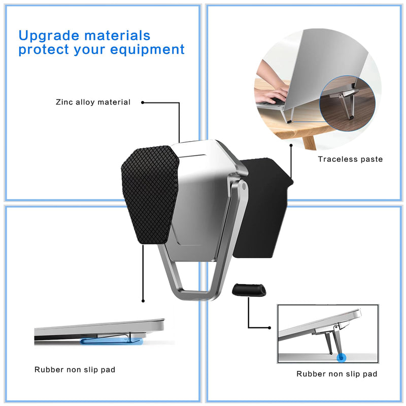 Zinc Alloy Portable Laptop Cooling Pad & Riser - Ergonomic Legs for 12-20 Inch Laptops (Silver, 4pcs) Silver-4