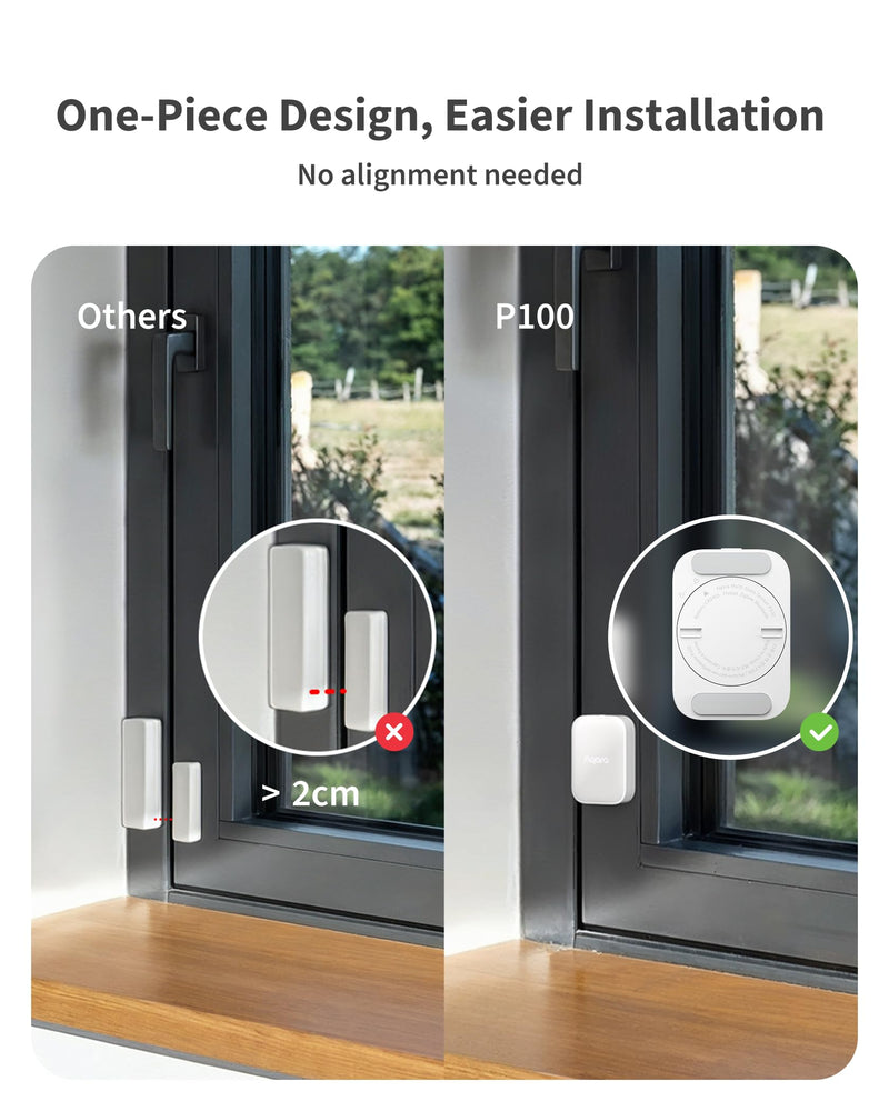 Aqara Multi-State Sensor P100, Thread/Zigbee Door and Window & Vibration Sensor, Open/Close or Object Monitoring, 10-Level Sensitivity, Supports Apple Home, Home Assistant, Alexa, White