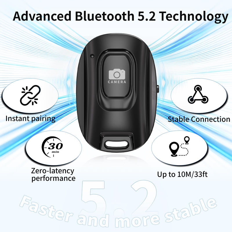 Bluetooth Camera Remote Shutter for iPhone and Android Smartphones, Rechargeable Wireless Phone Remote Control,Selfie Button for Photos and Videos, Charging Cable Included-Black 1
