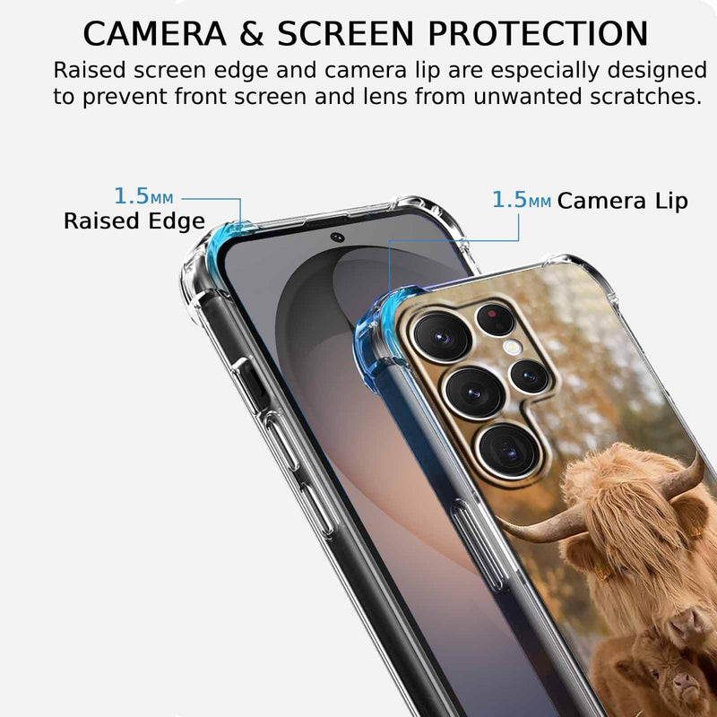 Case for Samsung Galaxy S26 Ultra with Cow Design,Cute Highland Cattle Family Pattern,Clear Slim Soft TPU Bumper Phone Cover,6.9”(Cow,Sx26u)