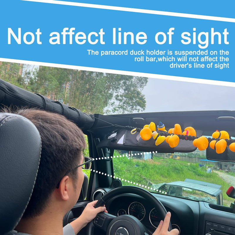 Rubber Ducks Holder for Jeep,Paracord Duck Holder for Jeep Wrangler YJ TJ JK JL JT,Can Hold 34 Rubber Ducks,Black Black