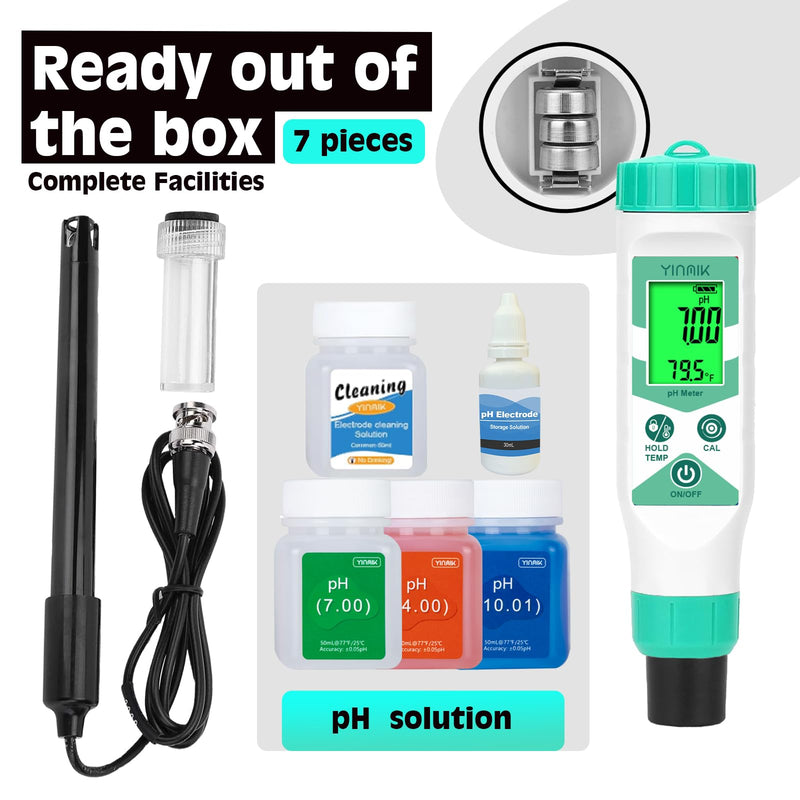 Smart pH Meter for Laboratory, Digital pH Tester, Accurate Hydroponic pH Test Kits, pH Meter with line for Pool Aquarium Water Treatment Accurately Measure and Monitor pH in Wide Range of Media