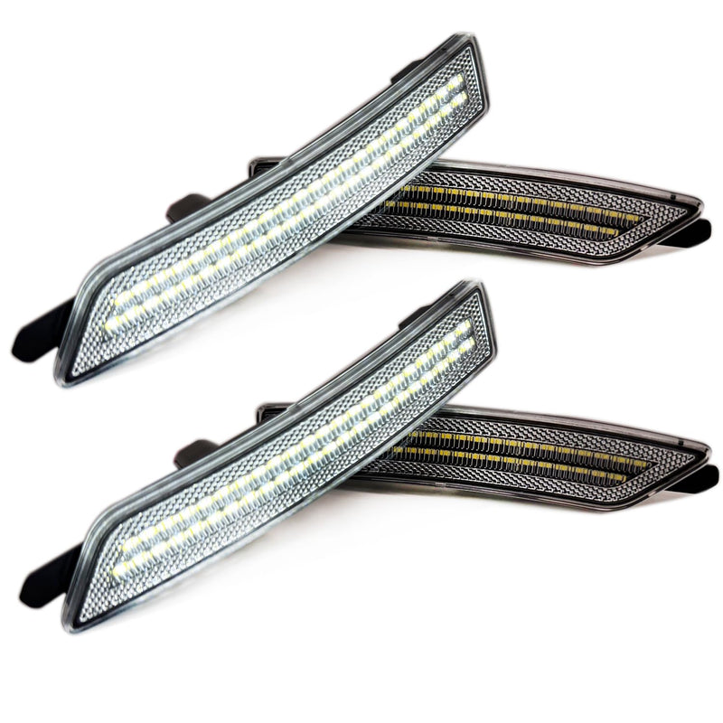 Clear Lens Fender Side Marker Reflectors Lights Dual Rows Bright White, for 2024-Up Ford Mustang Gen7/S650,Assembly Front & Rear Side Bumper Marker Lights，Pack of 4