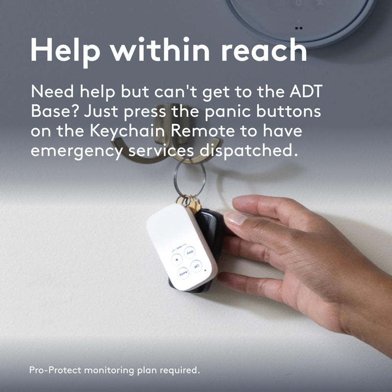ADT Blu Keychain Remote, Home Security System Key Fob with Panic Button, One-Touch Arm and Disarm, ADT Base Compatible, ADT+ App Integration