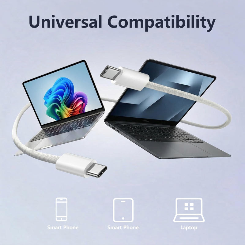 65W USB C Laptop Charger Compatible with Samsung Galaxy Book Series | for Samsung Galaxy Book Pro & Book 6/5/4/3, Galaxy Book Pro 360 NP950QDB, 6.56FT Fast Charging, Dual Type-C Braided Cable