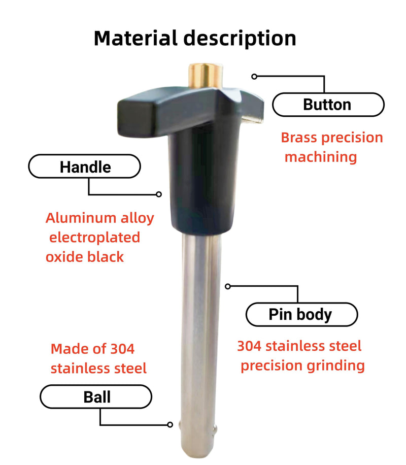 T-Handle Locking pin 304 Stainless Steel Grip Push-Button Locking Quick-Release pin with Safety Rope (Φ3/8in x 3-5/32in(2PCS)) Φ3/8in x 3-5/32in(2PCS)
