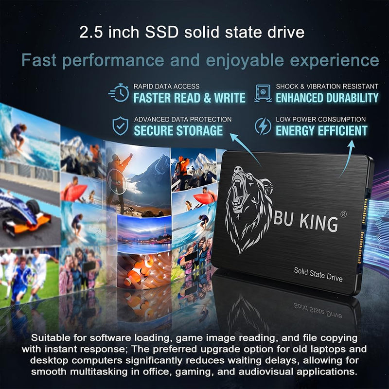 128GB SSD Internal Solid State Drive 2.5" SATA III, 560MB/s for Laptop PC Desktop (Style Q)