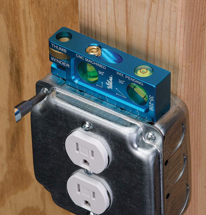 IDEAL Electrical 35-206 Electrician Level CNC Machined Aluminum Level with 2 Acrylic Vials, Magnetic Jaw, Thumb Winder,Blue 2 Vial