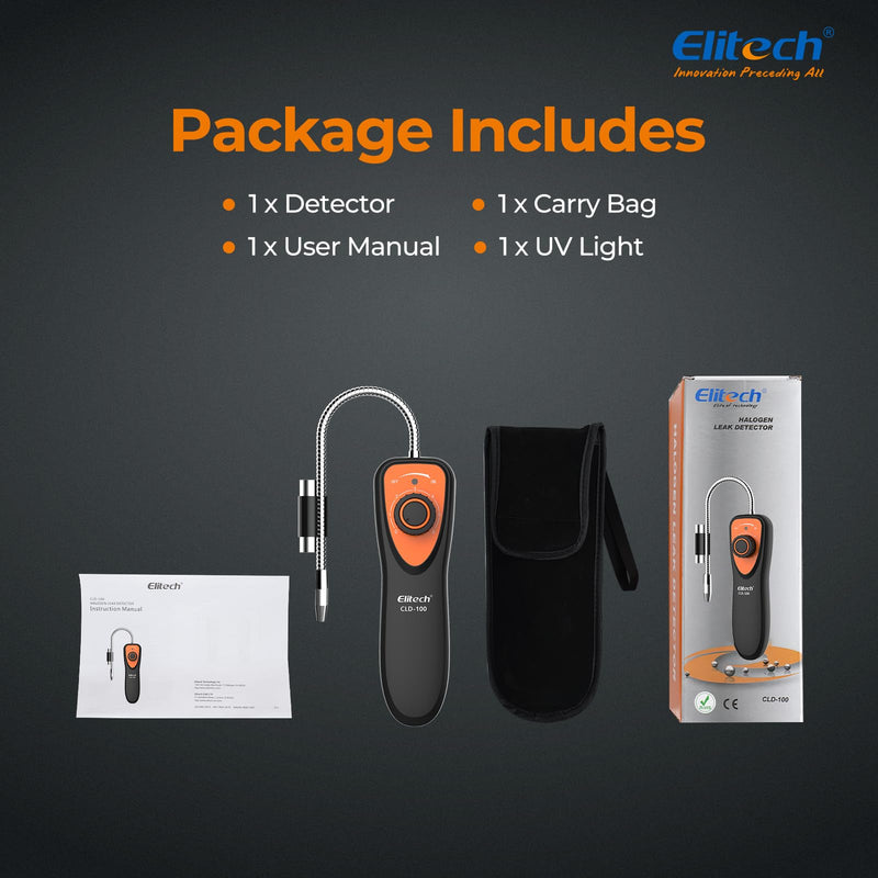 Elitech Refrigerant Leak Detector, CLD-100 Freon Leak Detector Car HVAC Halogen Refrigerant Leak Detector CFCs HCFCs HFCs CLD-100-UV