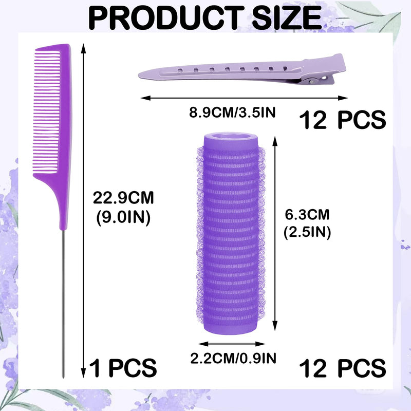 12 Set Small Hair Rollers with Clips, Self Grip Rollers for Hair Volume with Comb and Clips, Lightweight DIY Curlers for Women, Salon & Home Styling Tools for Long and Short Hair