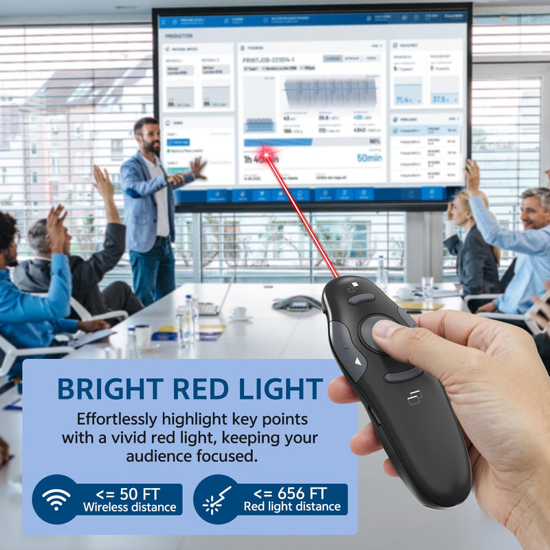 [2 in 1 USB C + Rechargeable] Presentation Clickers, Powerpoint Clicker Wireless Presenter Remote, Presentation Pointer PPT Slideshow Advancer Remote Control Slide USB Clicker for Computer, Mac Red Light-Rechargeable