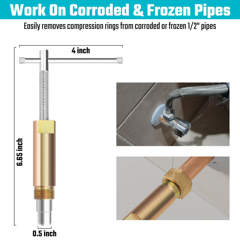 DURATECH Compression Sleeve Puller Tool, Ferrule Puller for 1/2 ” Compression Fittings, Without Damage, Corrosion Resistance, Remove Nut and Ferrule of Pipe in Kitchen, Sinks, and Bathtubs