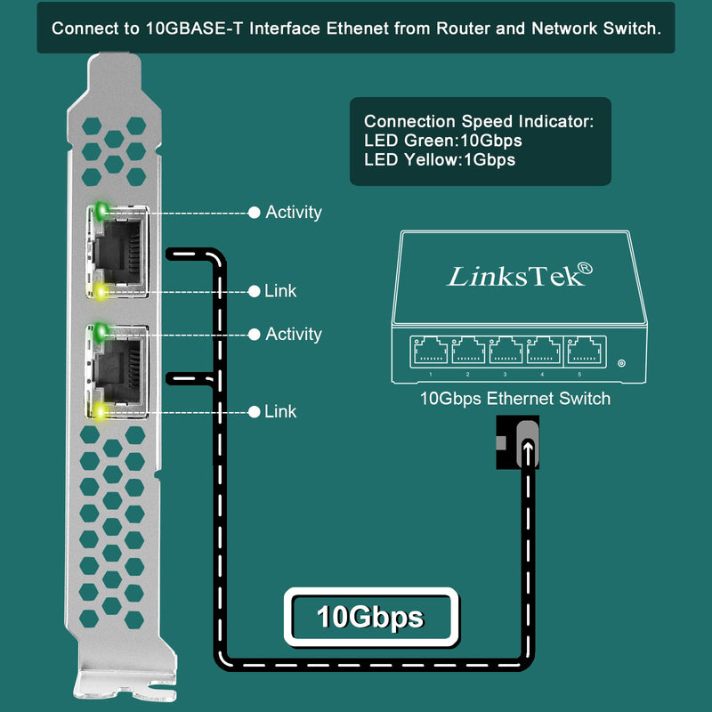 X540T2 Dual 10GbE RJ45 Ports Converged Ethernet Adapter for Servers and Desktop PCs, Intel X540AT2 10GbE Converged Ethernet Controller, 2X 10GbE RJ45, for Virtualization, Storage and Gaming (X540T2) X540T2