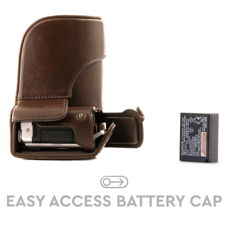 MegaGear "Ever Ready" Protective Leather Camera Case , Bag for Fujifilm X-A3, X-A2, X-A1, X-M1 Compact System with 16-50mm Lens (Dark Brown) 16.21 x 9.8 x 16.61 cm Dark Brown