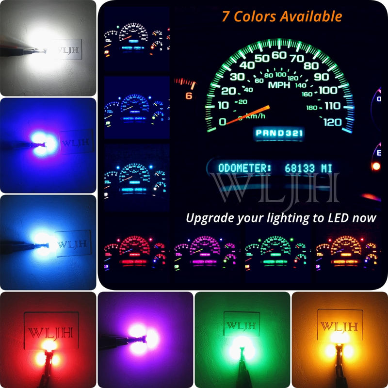 WLJH 10 Pack White Canbus T5 Led Bulb 2721 37 74 Wedge Lamp PC74 Twist Sockets Dash Dashboard Lights Instrument Panel Cluster Leds Car Replacement